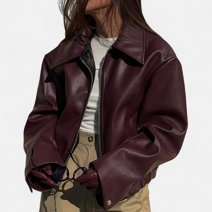 NOMU Lifestyle | Women’s Retro PU Leather Jacket – Timeless Elegance