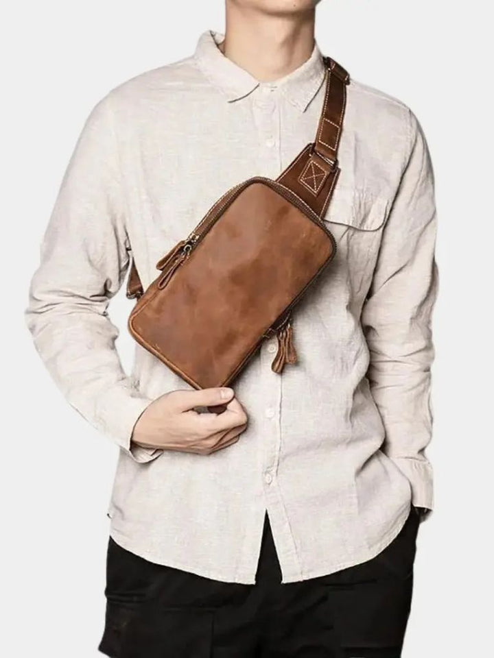 CLASSIC BROWN SLING CROSSBODY BAG