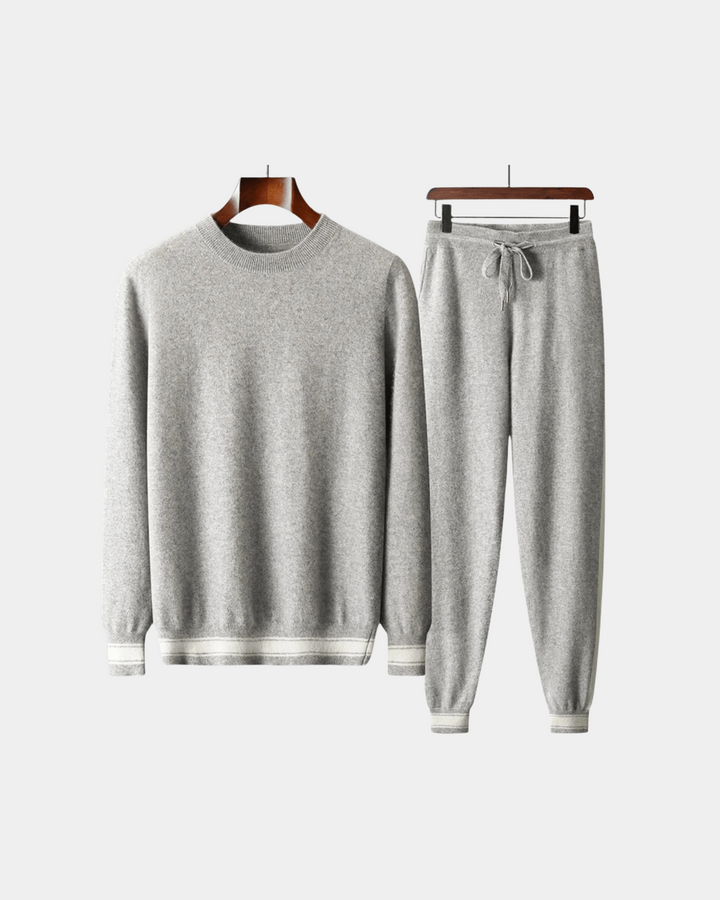 RIBBED TRIM KNIT SWEATER SET