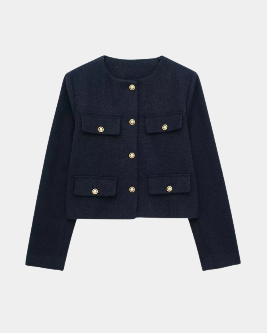 STRUCTURED GOLD-BUTTON CARDIGAN