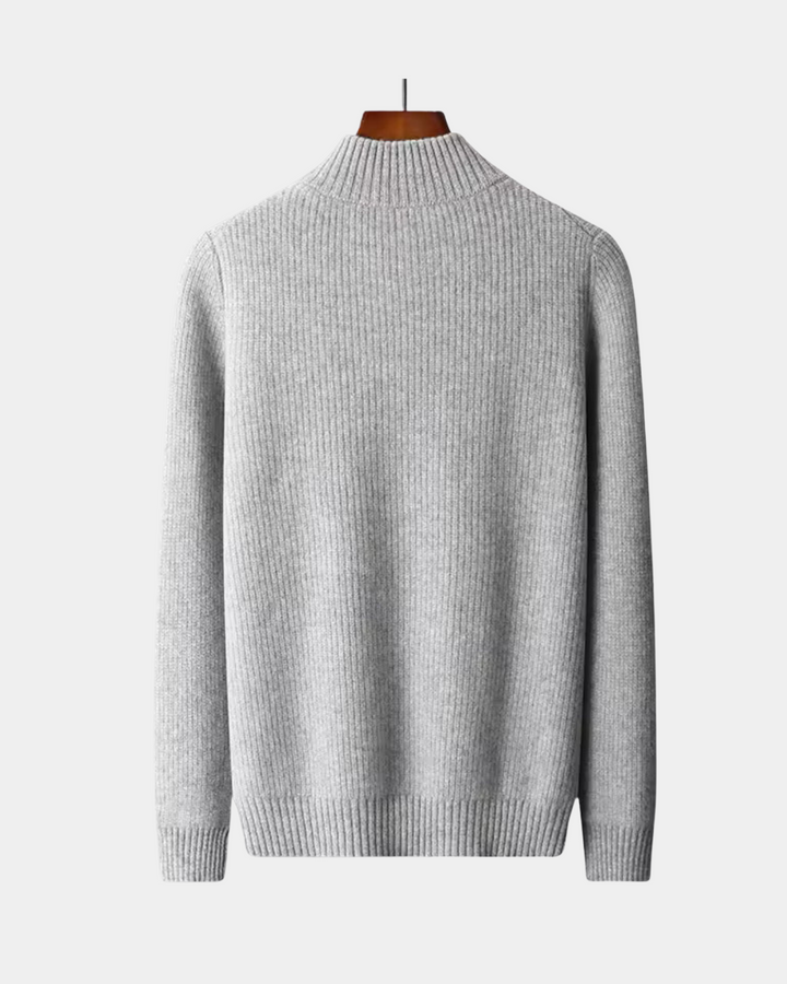 MODERNER GERIPPTER PULLOVER MIT DURCHGEHENDEM REISSVERSCHLUSS