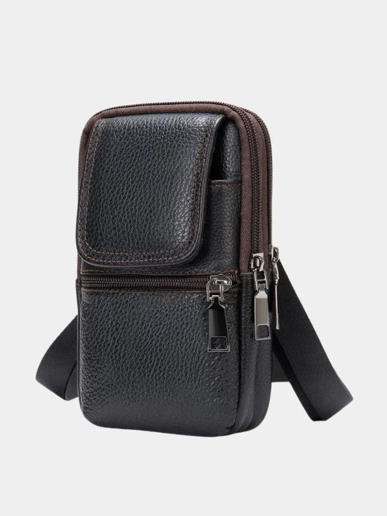 LEDER-GÜRTELTASCHE MIT MEHREREN REISSVERSCHLÜSSEN