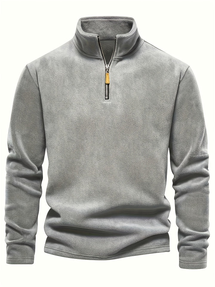 Men’s Half-Zip Stand Collar Sweatshirt – Plush Lined Comfort