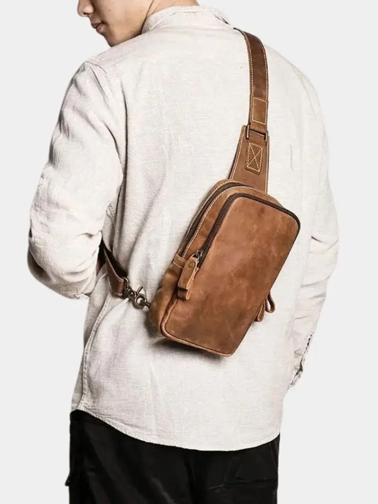 CLASSIC BROWN SLING CROSSBODY BAG