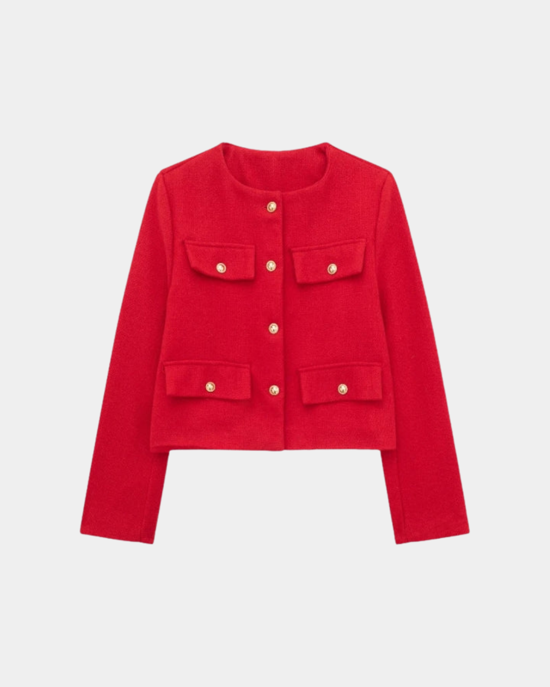 STRUCTURED GOLD-BUTTON CARDIGAN