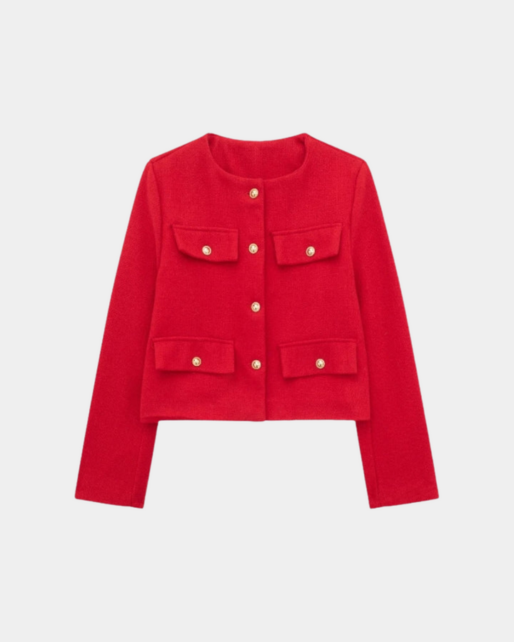 STRUCTURED GOLD-BUTTON CARDIGAN