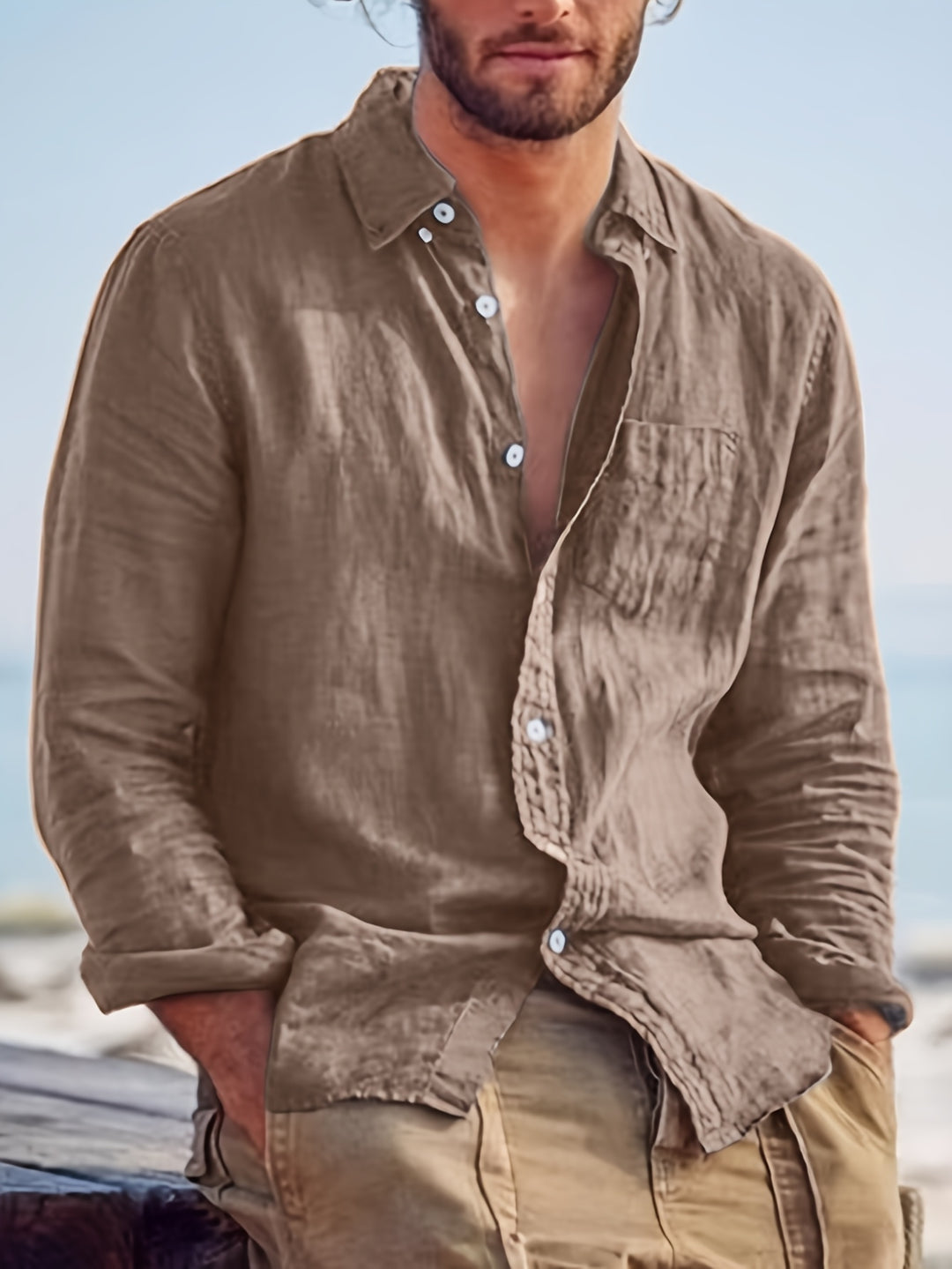 Men’s Long Sleeve Shirt – Casual Button-Up Refinement