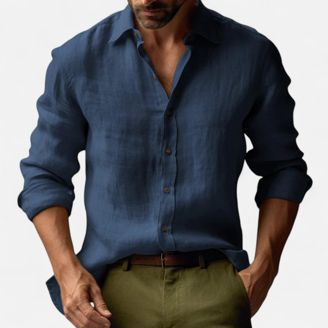 Men’s Vintage Linen Long Sleeve Shirt – Heritage-Inspired Refinement
