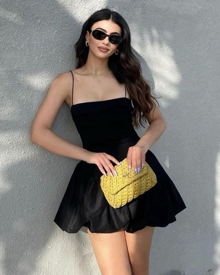 RUCHED BUST FLARE MINI DRESS