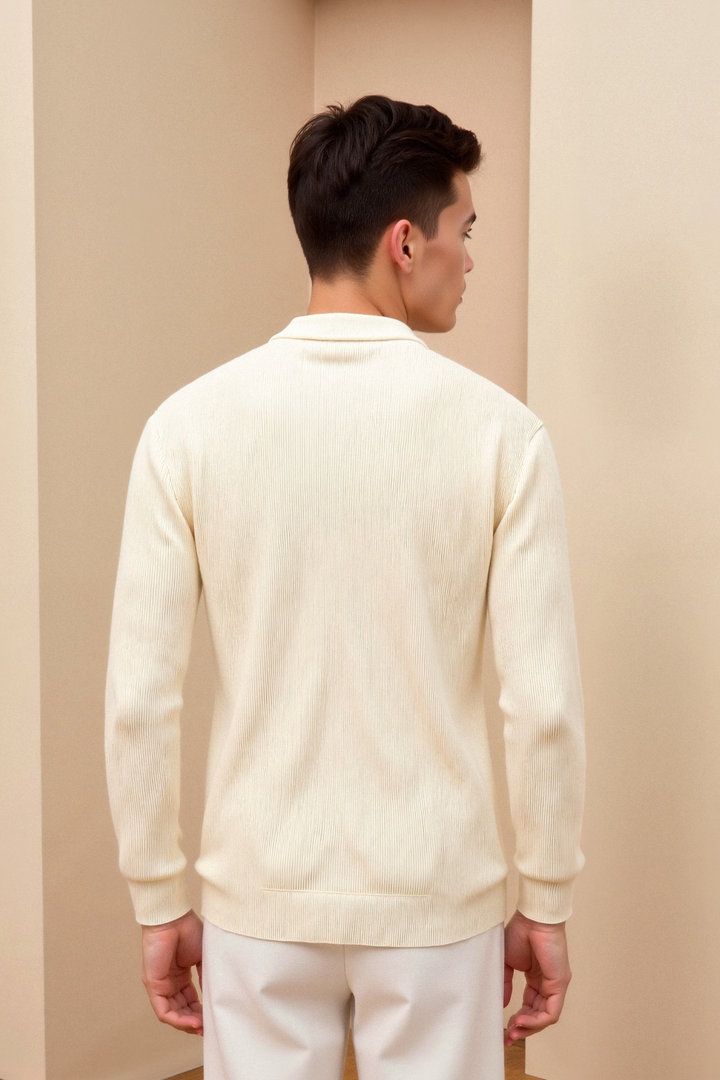 Solid Knitted Crew Neck Cardigan