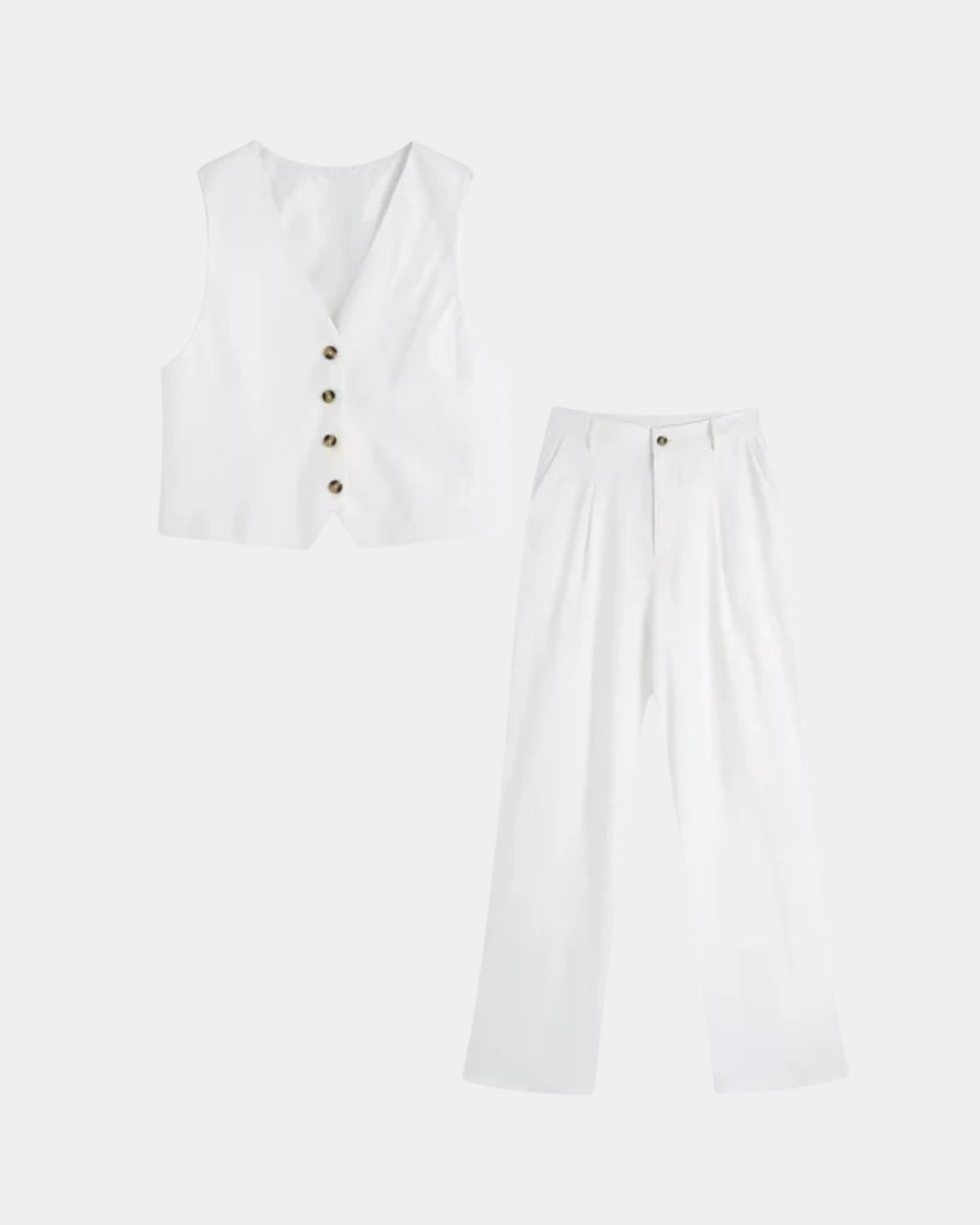 NEUTRAL TAILORED VEST AND TROUSERS SET