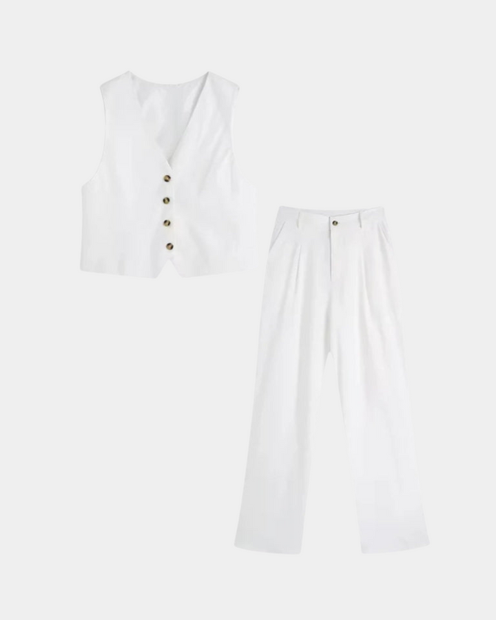 NEUTRAL TAILORED VEST AND TROUSERS SET