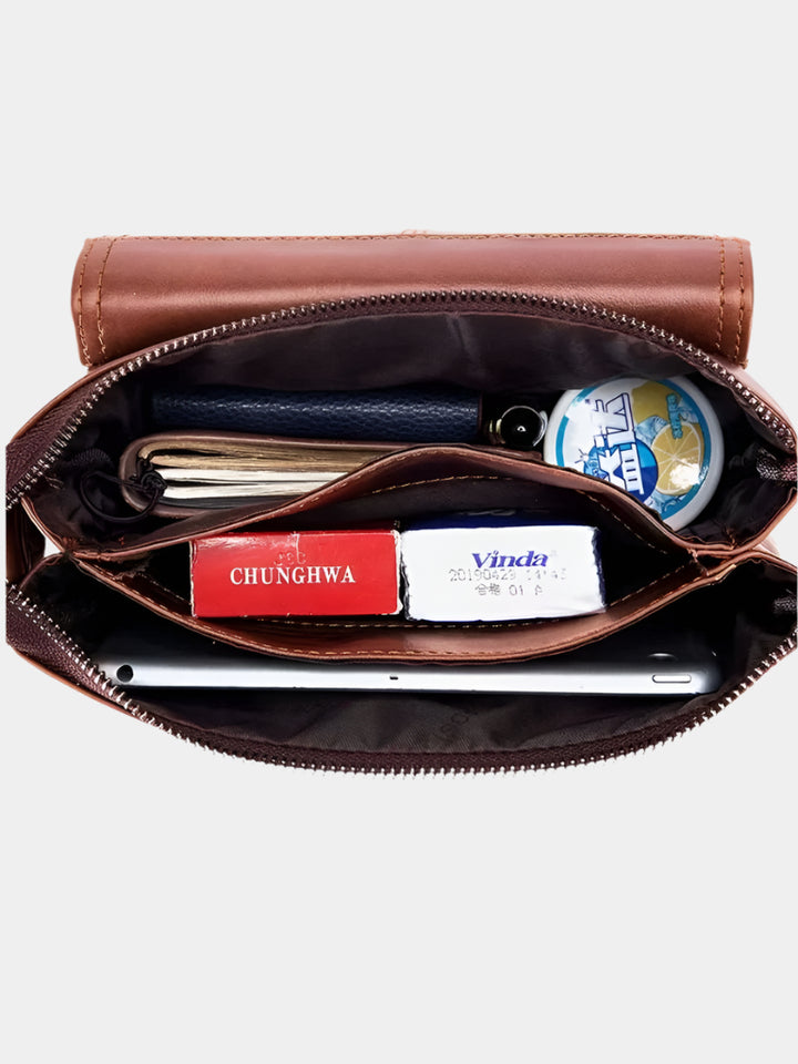 FLAP POCKET LEATHER CROSSBODY BAG