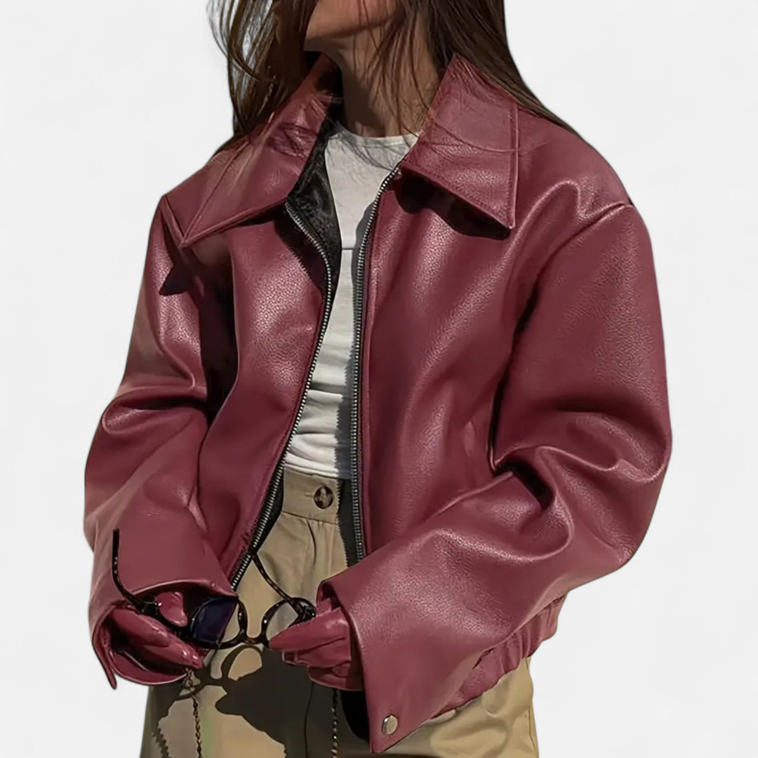 NOMU Lifestyle | Women’s Retro PU Leather Jacket – Timeless Elegance