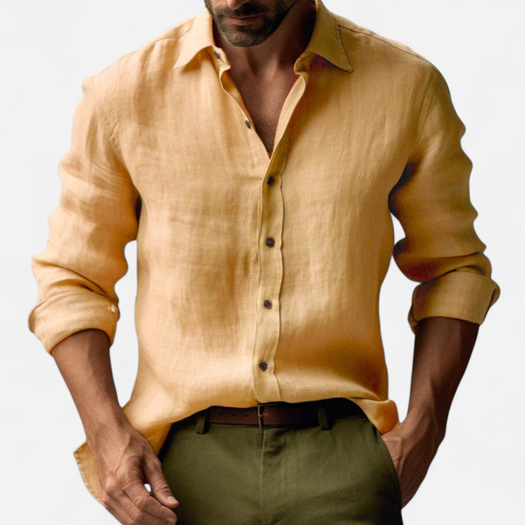 Men’s Vintage Linen Long Sleeve Shirt – Heritage-Inspired Refinement