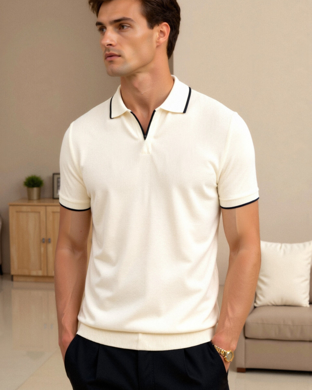 POLOSHIRT MIT PASPELIERUNG