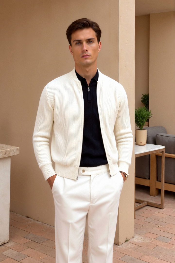 Solid Knitted Crew Neck Cardigan