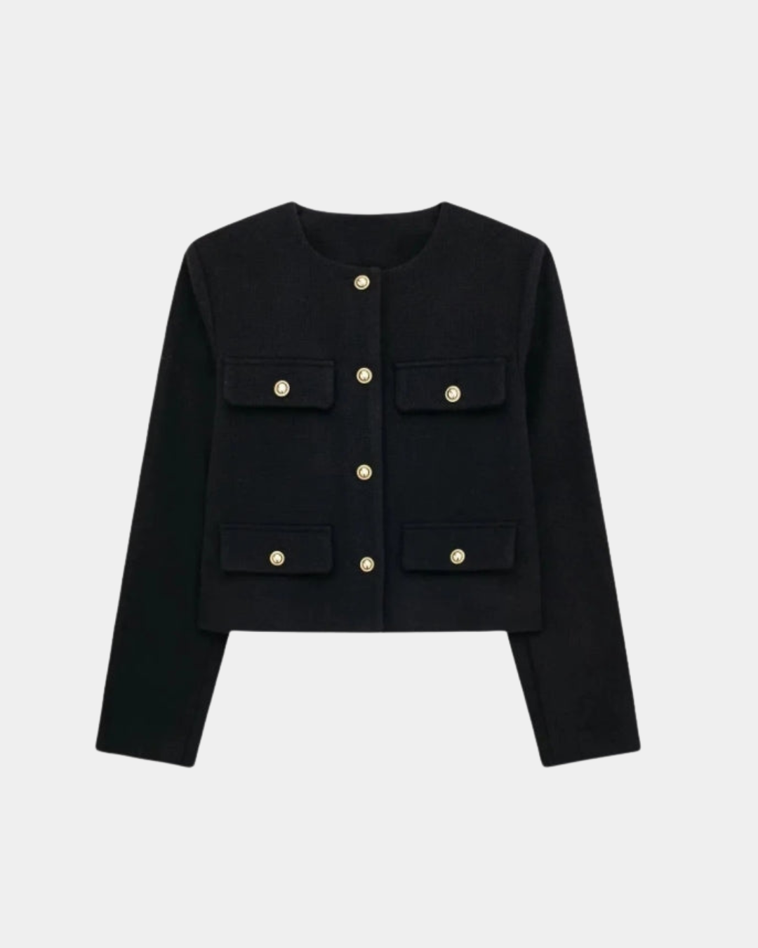 STRUCTURED GOLD-BUTTON CARDIGAN