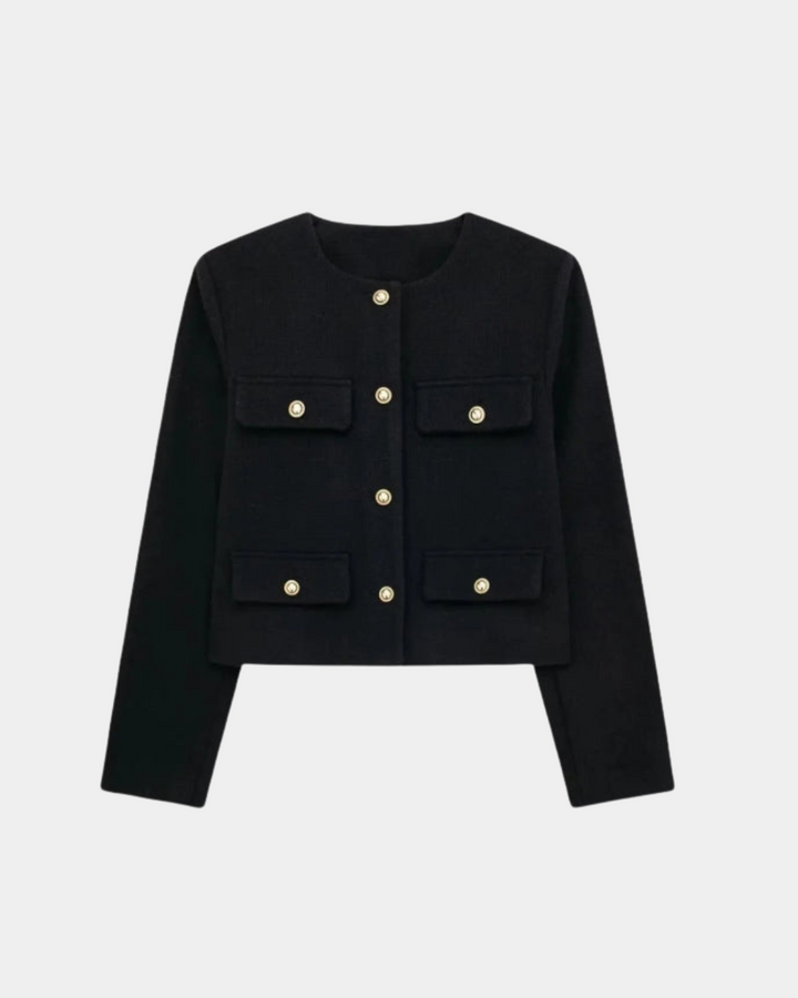 STRUCTURED GOLD-BUTTON CARDIGAN