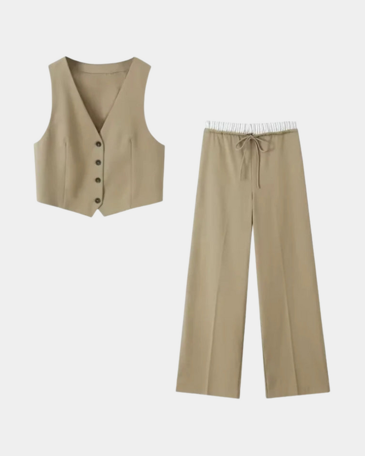 NEUTRAL TAILORED VEST AND TROUSERS SET