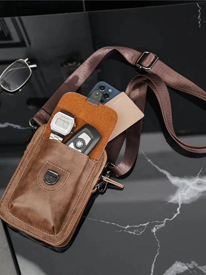 RETRO LEATHER PHONE CROSSBODY POUCH