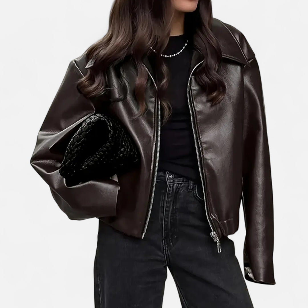 NOMU Lifestyle | Women’s Retro PU Leather Jacket – Timeless Elegance