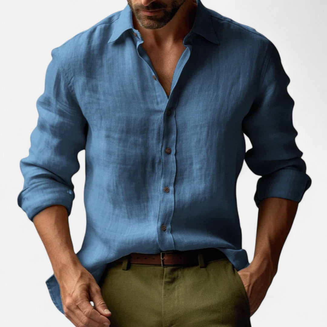 Men’s Vintage Linen Long Sleeve Shirt – Heritage-Inspired Refinement