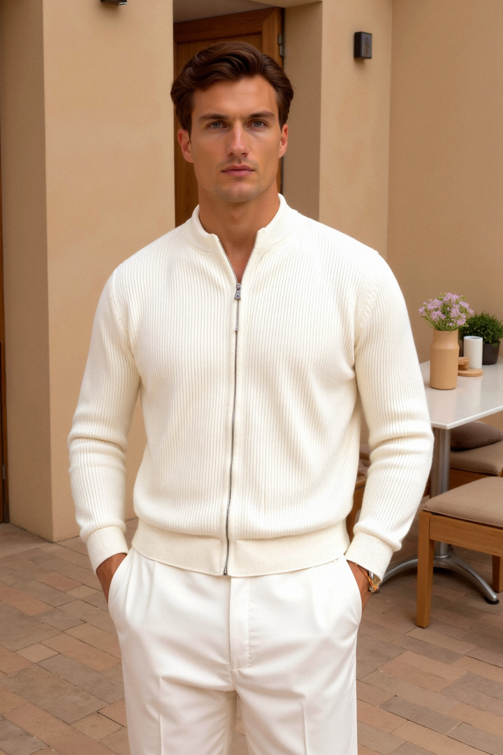 Solid Knitted Crew Neck Cardigan