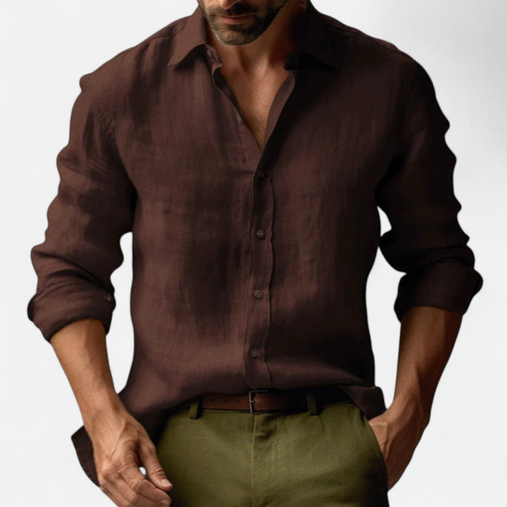 Men’s Vintage Linen Long Sleeve Shirt – Heritage-Inspired Refinement