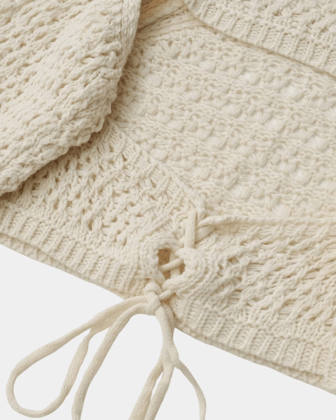 CROCHET DRAWSTRING SWEATER
