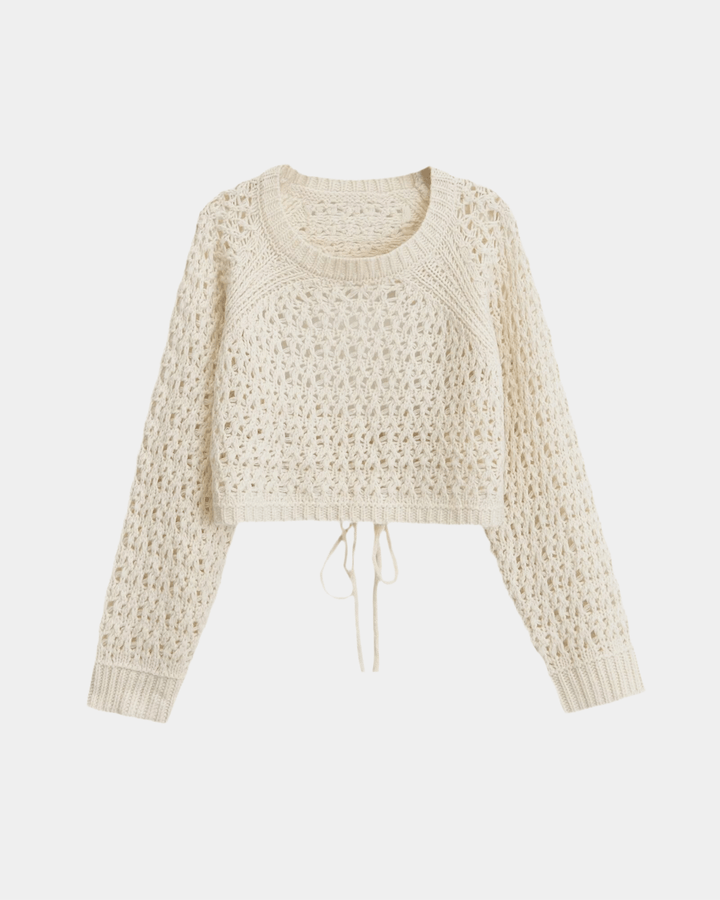 CROCHET DRAWSTRING SWEATER