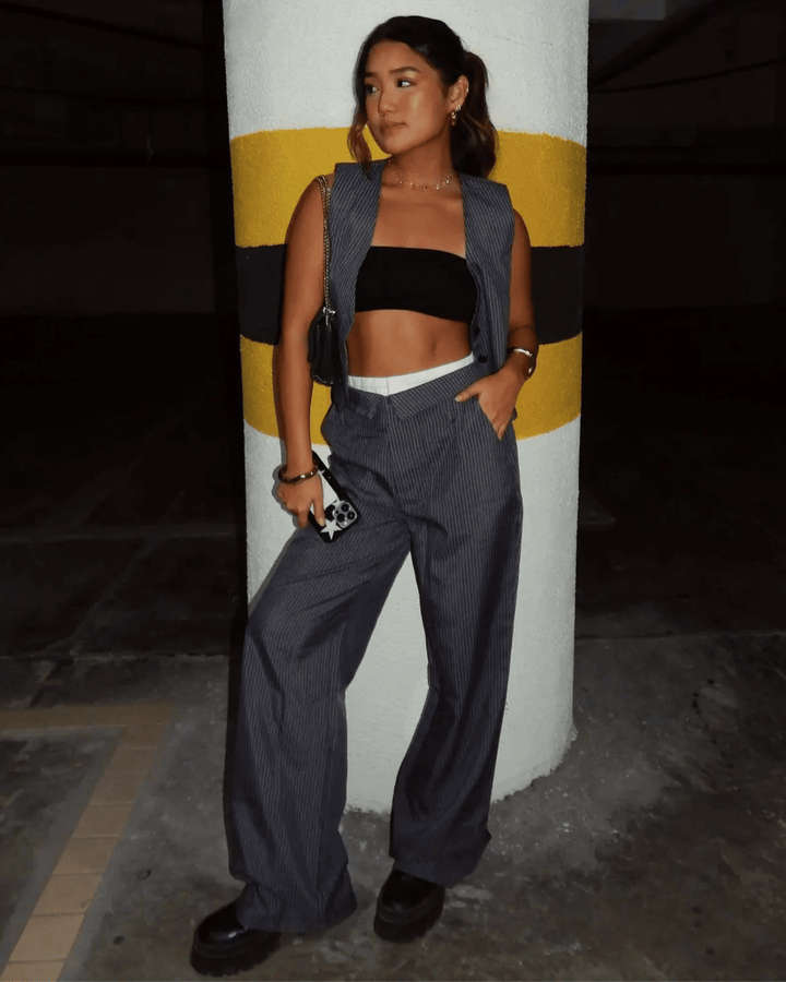PINSTRIPE SLIT TROUSERS