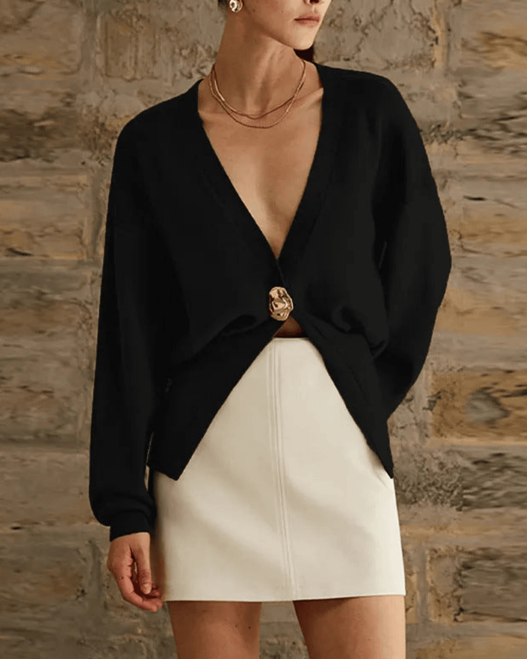 DEEP V SINGLE-BUTTON CARDIGAN