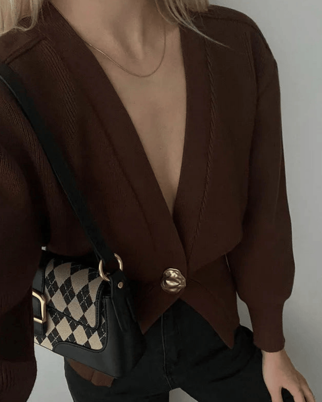 DEEP V SINGLE-BUTTON CARDIGAN