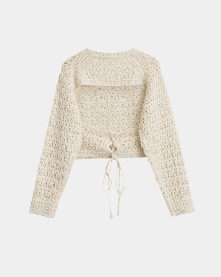 CROCHET DRAWSTRING SWEATER