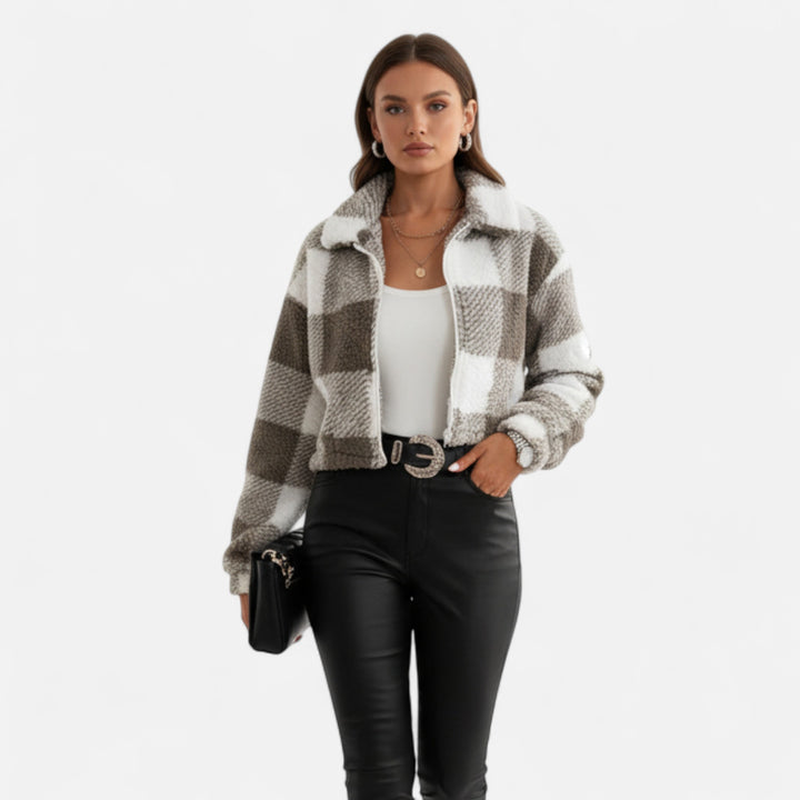 NOMU Lifestyle | Women’s Plaid Teddy Jacket – Heritage Comfort