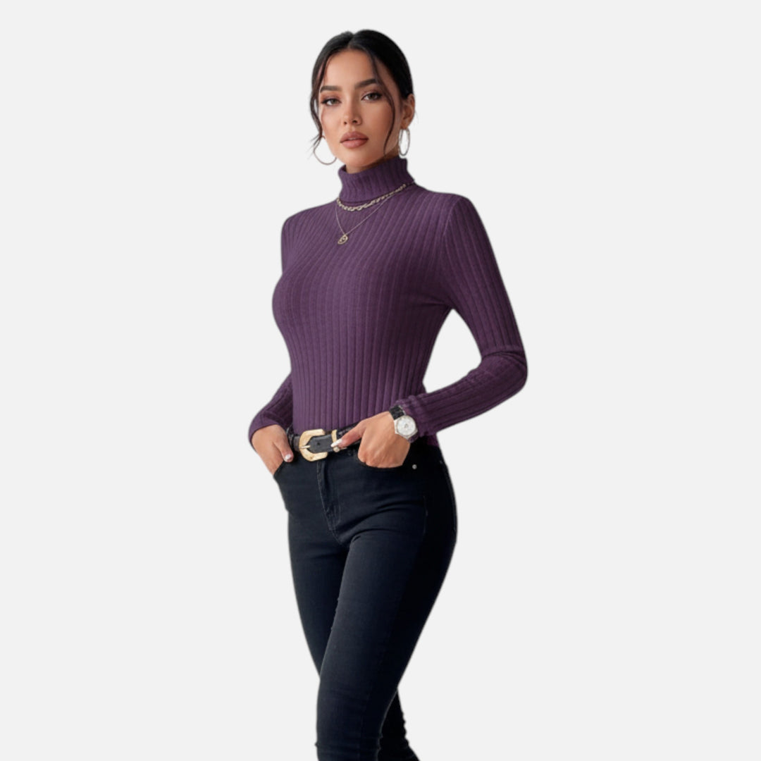 NOMU Lifestyle | Women’s High Neck Knit Sweater – Heritage Elegance