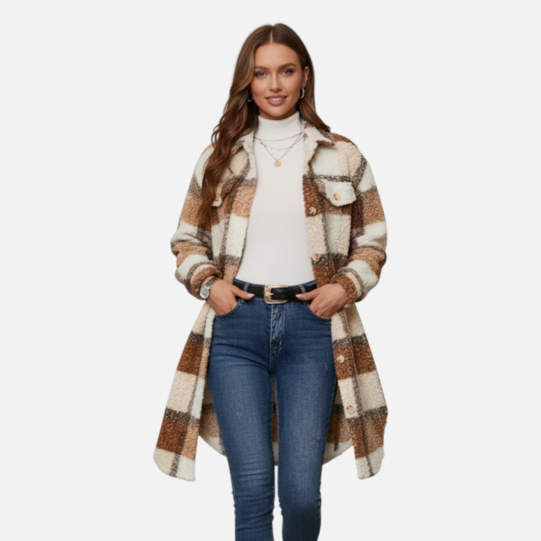 NOMU Lifestyle | Women’s Plaid Fuzzy Coat – Heritage Charm