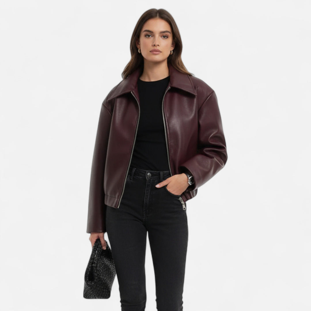 NOMU Lifestyle | Women’s Retro PU Leather Jacket – Timeless Elegance