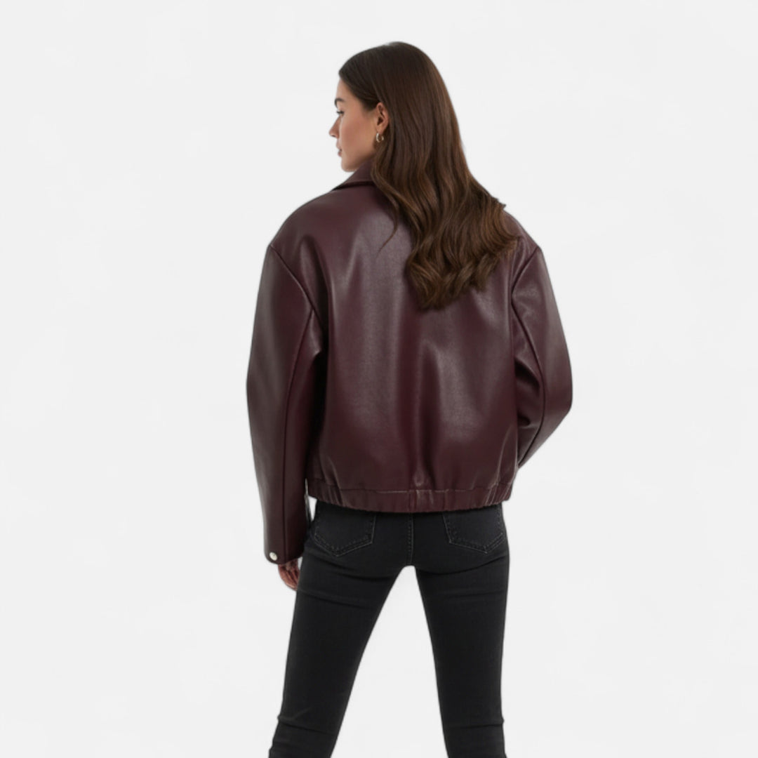 NOMU Lifestyle | Women’s Retro PU Leather Jacket – Timeless Elegance