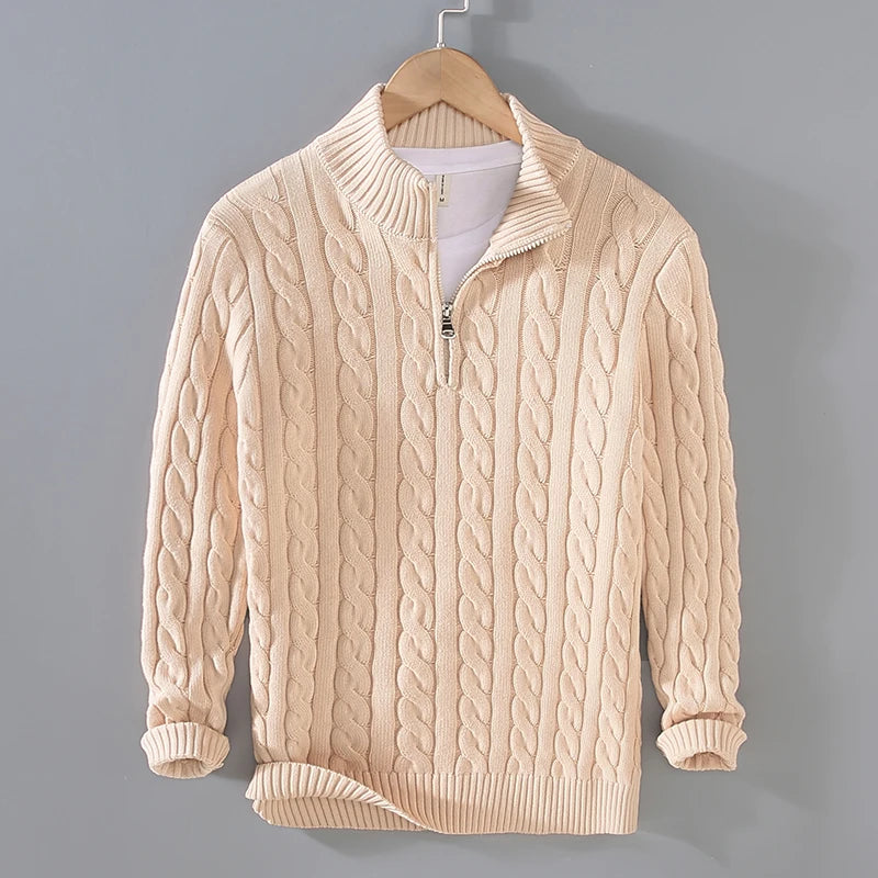 Men’s Italian-Style Cable Knit Sweater – Timeless Comfort