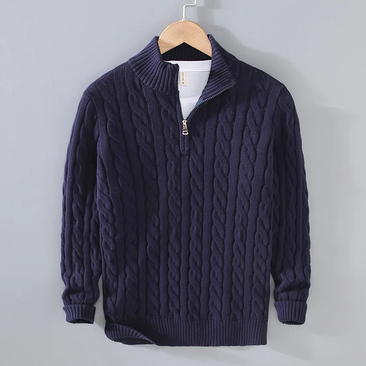 Men’s Italian-Style Cable Knit Sweater – Timeless Comfort