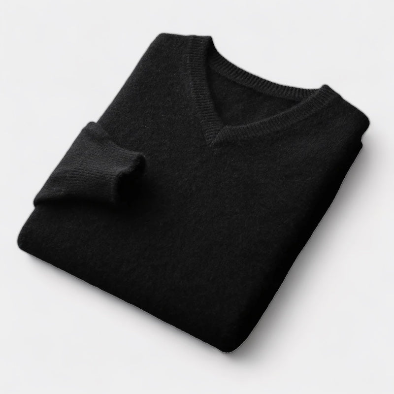 Men’s Merino Wool V-Neck Jumper – Extrafine Knit