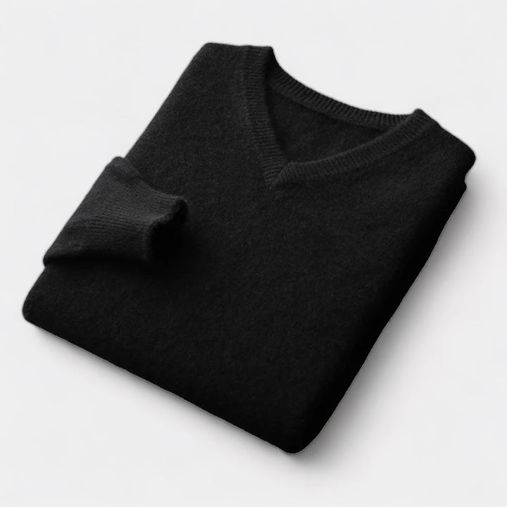 Men’s Merino Wool V-Neck Jumper – Extrafine Knit