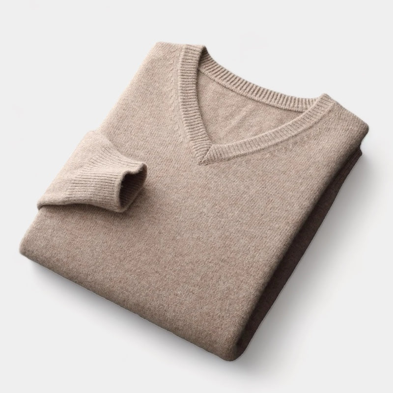 Men’s Merino Wool V-Neck Jumper – Extrafine Knit