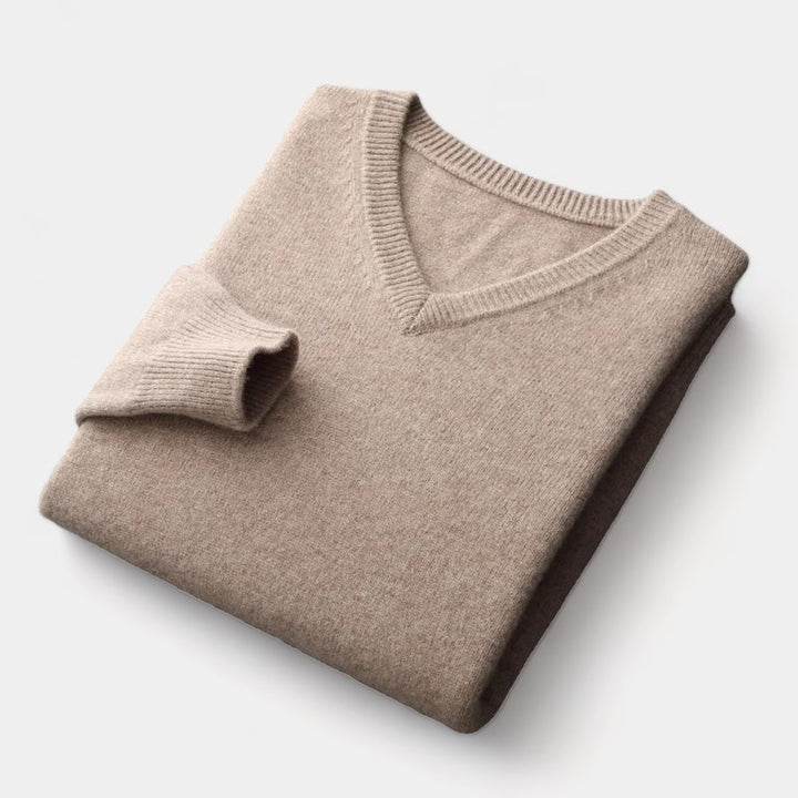 Men’s Merino Wool V-Neck Jumper – Extrafine Knit