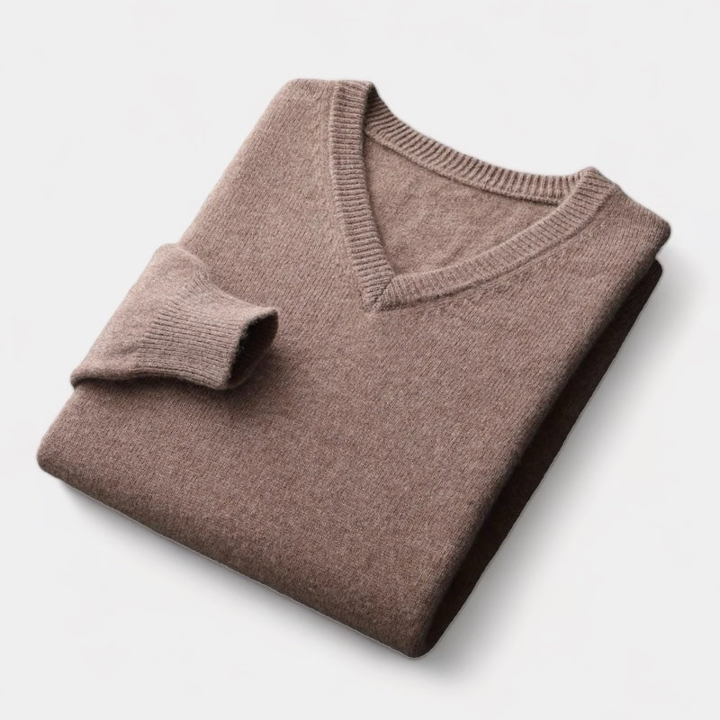 Men’s Merino Wool V-Neck Jumper – Extrafine Knit