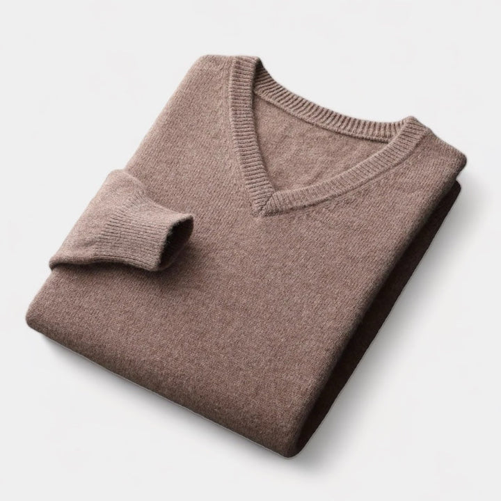 Men’s Merino Wool V-Neck Jumper – Extrafine Knit