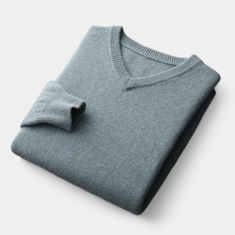 Men’s Merino Wool V-Neck Jumper – Extrafine Knit