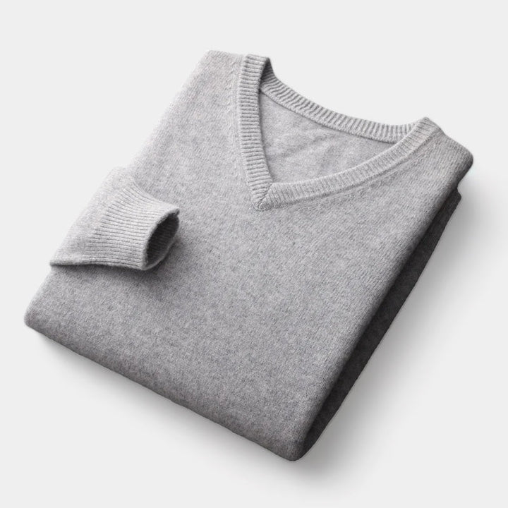 Men’s Merino Wool V-Neck Jumper – Extrafine Knit